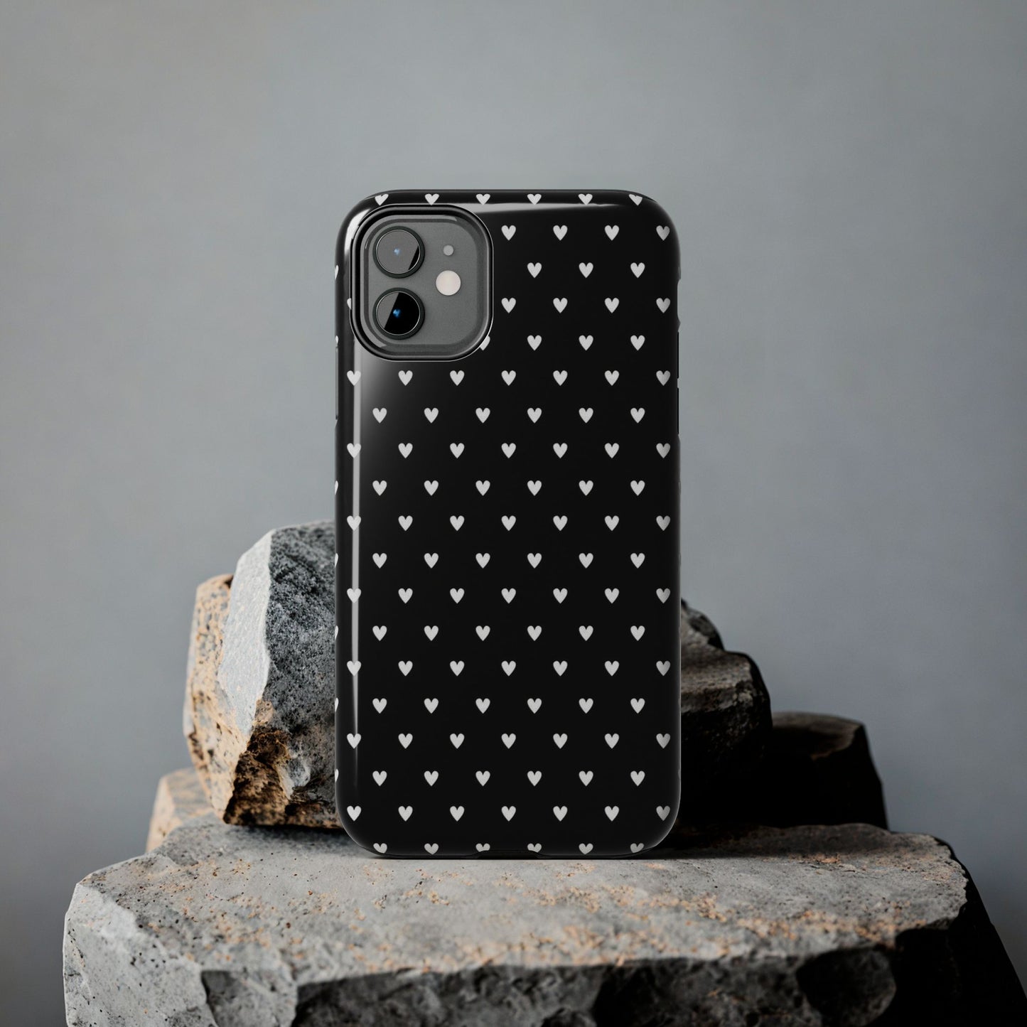 White Hearts on Black Case