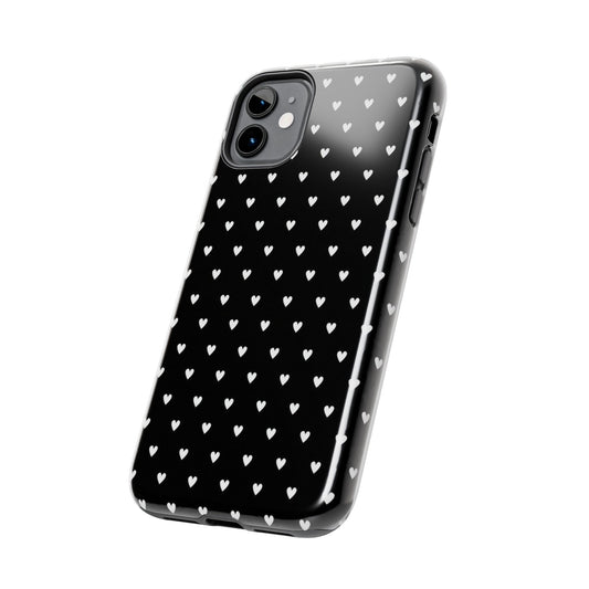 White Hearts on Black Case